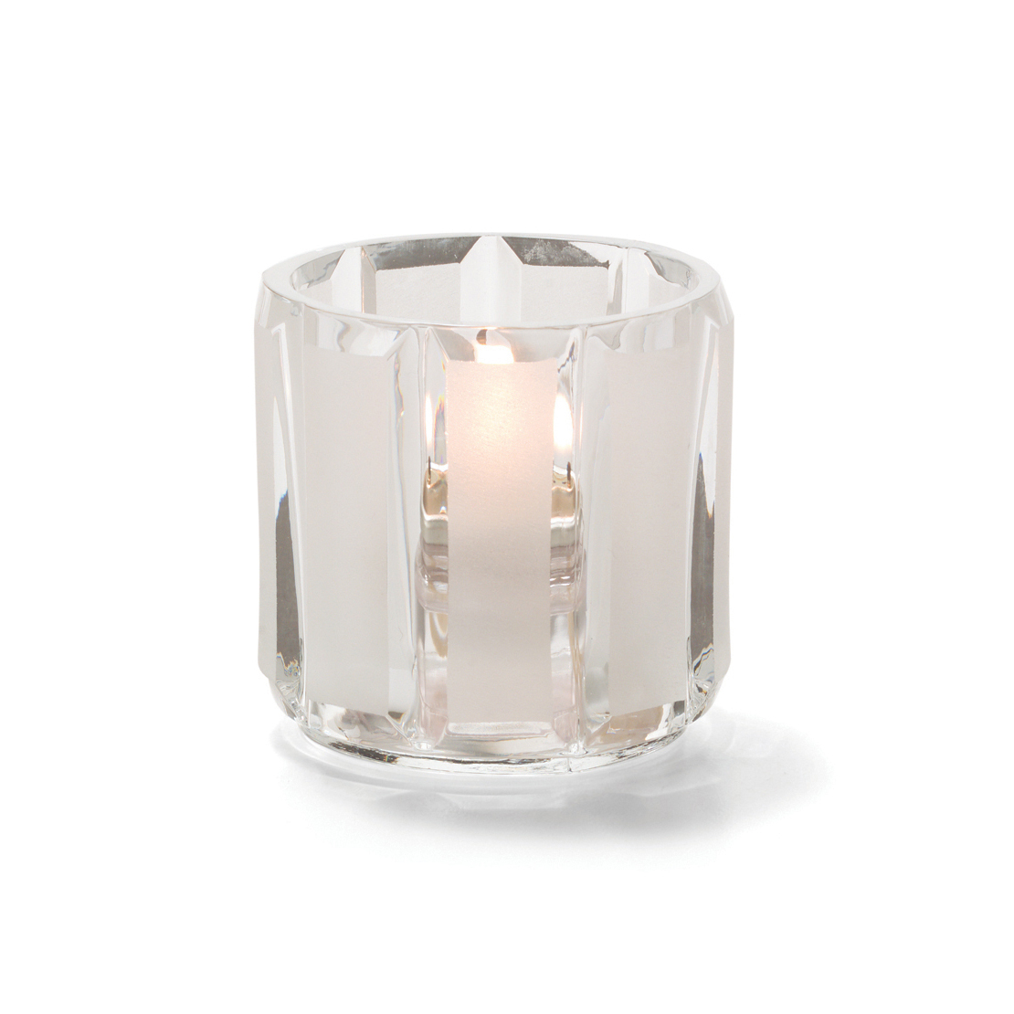 5690CSC Qcandles Clear Ribbed Tealight Glass Lamp